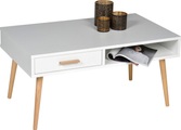 Pro-Line, PRO Line Couchtisch, in weiss mit Schublade und Ablagefach, Gestell Massivholz Buche, rechteckig