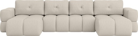 andas Wohnlandschaft »EJSTRUP lose Rückenkissen, XXL: B/T/H: 408/186/92 cm, auch in Bouclé«, verwandelbar zum Schlafsofa, Bettfunktion, aufwändige Steppung U-Form