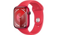 APPLE Watch Series 9 (GPS, Alu) 45 mm - Smartwatch (S/M 140-190 mm, Fluorelastomer, (PRODUCT)RED/(PRODUCT)RED)