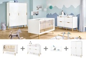 Pinolino, Pinolino® Babyzimmer-Komplettset »Edge«, (Set, 4 St., Kinderbett, Kleiderschrank, Wickelkommode, Wandregal), extrabreit gross; Kinderbett, Kleiderschrank, Wickelkommode & Wandregal