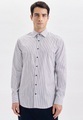 Business Hemd Shaped Fit Langarm Streifen Herren Hellblau 41