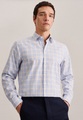 Flanellhemd Regular Fit Langarm Karo Unisex Hellblau 40