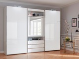 Fresh To Go Schwebetürenschrank mit drehbarer Spiegeltür, Aussentüren mit Glas