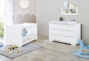 Pinolino® Babymöbel-Set »Polar«, (Spar-Set, 3 St., Kinderbett, Wickelkommode), extrabreit; mit Kinderbett und Wickelkommode
