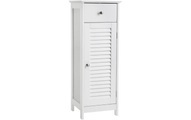 Vasagle - SONGMICS Badezimmerschrank Badschrank Nachttisch Regal Aufbewahrung für Badezimmer aus Holz mit Schublade Lamellentür weiß 32 x 87 x 30 cm (B x H x T) BBC43WT