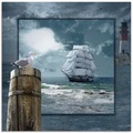 Artland Glasbild »Maritime Collage mit Segelschiff«