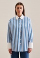 Longbluse Streifen Langarm Kragen Damen Blau 44