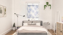 LICHTBLICK, LICHTBLICK Plissee »Plissee Klemmfix, ohne Bohren, blickdicht, Blueprint Palms - Blau«