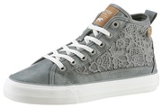 Mustang, High-Sneaker mit floralem Spitzenbesatz Mustang Rauchblau