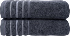Home affaire Handtuch Set »Safien mit Streifenbordüre«, Set, 2 tlg., Frottier, Handtuch oder Badetuch Set, Premium 550gr/m², Bio-Baumwolle