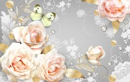 Papermoon Fototapete »Blumen mit Schmetterling«, Vliestapete, hochwertiger Digitaldruck, inklusive Kleister