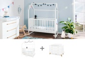 Pinolino® Babymöbel-Set »Hilda & Pan«, (Spar-Set, 2 St., Hausbett, Wickelkommode), extrabreit; Made in Europe; mit Hausbett & Wickelkommode