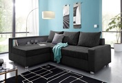 COLLECTION AB Ecksofa, inklusive Bettfunktion, Bettkasten und Federkern, wahlweise mit RGB-LED-Beleuchtung und USB-Port, Inklusive seitlichem Regalboden, Ottomane links oder rechts montierbar