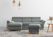 Home affaire Ecksofa, wahlweise mit Bett mit klappbaren Rollen, Kasten und Kopfverstellung