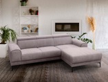 exxpo - sofa fashion Ecksofa, mit 3 Kopfstützen, wahlweise elektrischer Sitztiefenverstellung, frei im Raum stellbar