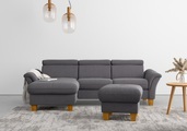 Home affaire Ecksofa, wahlweise mit Bett mit klappbaren Rollen, Kasten und Kopfverstellung