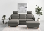 sit&more Ecksofa »Farö«, inklusive Federkern, mit naturfarbenen Füssen, wahlweise mit Bettfunktion und Bettkasten