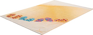 Sansibar Teppich »Rantum Beach SA-017«, rechteckig, 5 mm Höhe, Flachgewebe, modernes Design, Motiv Badelatschen, In- & Outdoor geeignet, Wohnzimmer
