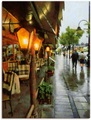 Artland, Artland Wandbild »Restaurant Lampen«, Restaurant & Cafés, (1 St.), in vielen Grössen & Produktarten - Alubild / Outdoorbild für den Aussenbereich, Leinwandbild, Poster, Wandaufkleber / Wandtattoo auch für Badezimmer geeignet