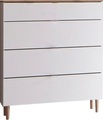 MID.YOU Kommode 81/102/41 cm , Skagen , Weiss, Eichefarben , Metall , Buche , vollmassiv , 6 Schubladen , 81x102x41 cm , Dekorfolie,Echtholz, Nachbildung , 001787084203