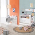 roba® Babymöbel-Set »Julia, Kombi-Kinderbett inkl. Umbauseiten + Wickelkommode«, (Set, 4 St.), mit Wickelauflage roba Style grau, Weiss / Holzdekor gekalkte Eiche
