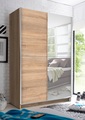 Schwebetürenschrank mit Spiegel, Teleskopkleiderstange und zusätzlichen Boden