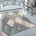 Paco Home Teppich »Lara 238«, rechteckig, 18 mm Höhe, Kurzflor, buntes Rauten Muster, Pastell-Farben, handgefertigter Konturenschnitt, ideal in Wohnzimmer & Schlafzimmer