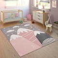 Paco Home Kinderteppich »Cosmo 707«, rechteckig, 3D-Design, niedliches Motiv Berge & Sterne, Pastell-Farben