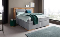 Places of Style Boxspringbett »Cup«, mit Massivholzrahmen, mit Topper, in 2 Härtegraden, in 3 Breiten