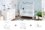 Pinolino® Babymöbel-Set »Hilda & Pan«, (Spar-Set, 3 St., Hausbett, Wickelkommode, Wandregal), breit; Made in Europe; mit Hausbett, Wickelkommode und Wandregal