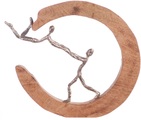 GILDE Dekofigur »Skulptur Parents Love, silberfarben/natur«, Dekoobjekt, Höhe 32, handgefertigt, aus Metall und Holz, Wohnzimmer