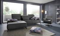 sit&more Ecksofa, Fusshöhe 12 cm, inklusive Sitztiefenverstellung und Kopfteilverstellung, wahlweise in 2 unterschiedlichen Fussfarben