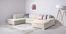 Home affaire Wohnlandschaft »KARDA B/T/H: 328/215/95 cm, Liegefläche 256/126 cm«, verstellbare Kopfstützen und Armlehne, U-form, Bettkasten, Federkern