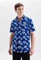 Business Hemd Regular Fit Kurzarm Floral Herren Blau 39