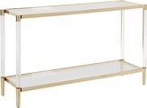 LEONIQUE, Leonique Beistelltisch »Ceadda«, Konsolentisch mit Glasbeinen und einer Glastischplatte, Breite 130 cm