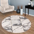 Paco Home Teppich »Kraft 521«, rund, Kurzflor, kariertes Marmor-Design, gold- oder silberfarbene Akzente