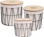 andas Wäschekorb »YXE«, (Set, 3 St.), MDF/Metall, mit abnehmbarer Platte und Wäschesack