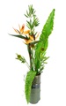 I.GE.A. Kunstblume »Strelitzie«, (1 St.), In Vase aus Keramik mit Bambus Dekoblätter und Gras