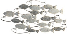 GILDE Wanddekoobjekt »Wandrelief Pesce grau/schwarz/goldfarben«, Wanddeko, aus Metall, Fischschwarm, maritim, Wohnzimmer