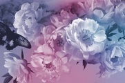 Papermoon Fototapete »BLUMEN ABSTRAKT-MUSTER DESIGN ROSEN BLUMEN DECOR RETRO«, Vliestapete, hochwertiger Digitaldruck, inklusive Kleister