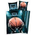 HERDING Wende-Bettwäsche YC BASKETBALL (135x200/80x80) 2-teilig in dunkelblau