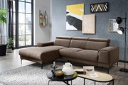 exxpo - sofa fashion Ecksofa, mit 3 Kopfstützen, wahlweise elektrischer Sitztiefenverstellung, frei im Raum stellbar