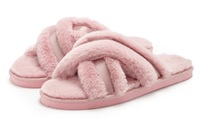 VIVANCE, Vivance Pantolette »Hausschuh, Plüsch Hausschuhe«, Pantolette mit raffinierter Kreuzbandage VEGAN