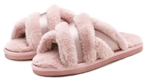 Vivance Pantolette »Hausschuh, Plüsch Hausschuhe«, Pantolette mit raffinierter Kreuzbandage VEGAN