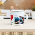 smartphoto, Emaille Tasse personalisiert mit Foto o. Text (Weiss-metallic. 350 ml)
