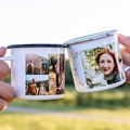 smartphoto, Emaille Tasse personalisiert mit Foto o. Text (Weiss-schwarz, 350 ml)