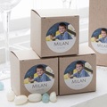 Partybox Braunes Kraftpapier mit Sticker rund (24er Set)