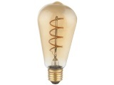 GLOBO DUBAN LED Leuchtmittel messing, Glas amber, E27 Edison LED Filament, Birnenform,