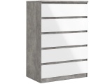 Kommode AVA 5 Schubladen 77x50x111.3cm grau
