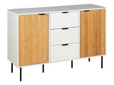 Kommode BAMBOO 2 Türen 3 Schubladen 120x39.5x80cm weiss